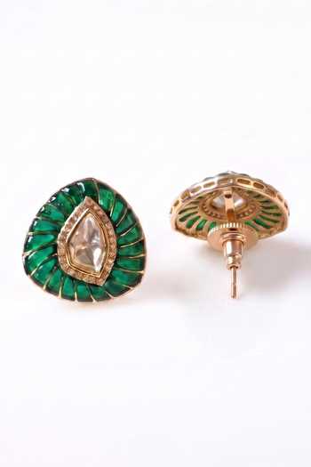 Mnsh Gold Plated Noor Petal Polki Stud Earrings Online at Aza Fashions Mnsh_Gold Plated Noor Petal Polki Stud Earrings _Online_at_Aza_Fashions