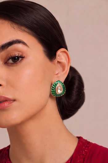 Mnsh Noor Petal Polki Stud Earrings 