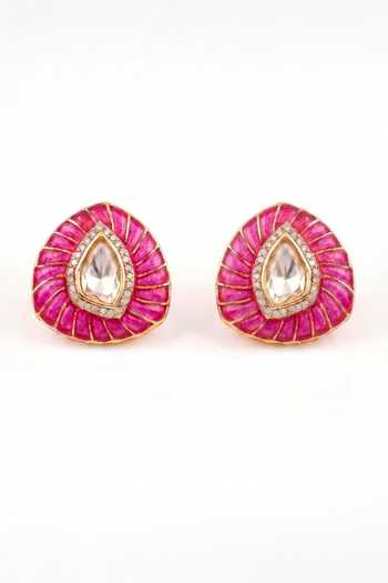 Mnsh Noor Petal Polki Stud Earrings 