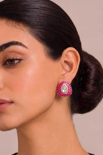 Mnsh Noor Petal Polki Stud Earrings 