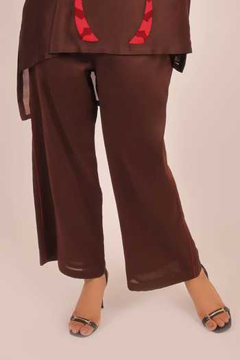 Buy Myra Clothing Line Brown Chanderi Collared Neck, Yes Hand Embroidered Short Kurta And Pant Set Online at Aza Fashions Buy_Myra Clothing Line_Brown Chanderi Collared Neck, Yes Hand Embroidered Short Kurta And Pant Set _Online_at_Aza_Fashions