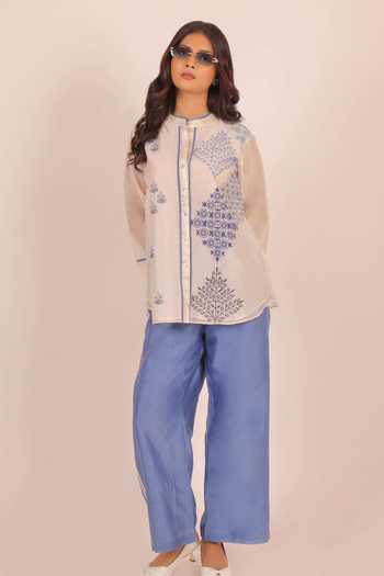 Myra Clothing Line Embroidered Chanderi Kurta & Pant Set 
