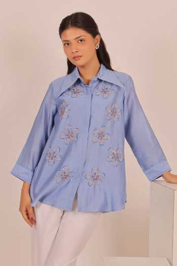 Myra Clothing Line Floral Embellished Shirt 