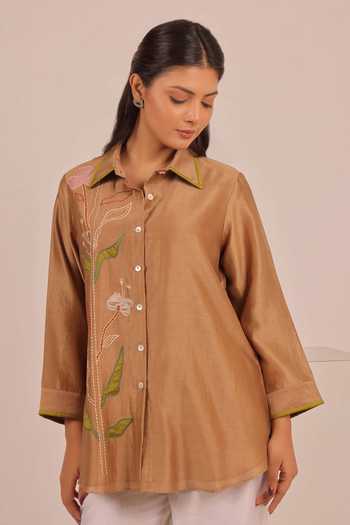 Myra Clothing Line Embroidered Chanderi Shirt 