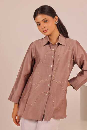 Myra Clothing Line Sequin Embroidered Shirt 