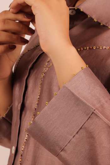 Buy Myra Clothing Line Purple Crepe Collared Neck Sequin Embroidered Shirt Online at Aza Fashions Buy_Myra Clothing Line_Purple Crepe Collared Neck Sequin Embroidered Shirt _Online_at_Aza_Fashions