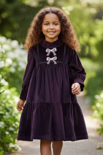 Pooja Wang Purple Velvet Savile Bow Dress Online at Aza Fashions Pooja Wang_Purple Velvet Savile Bow Dress _Online_at_Aza_Fashions