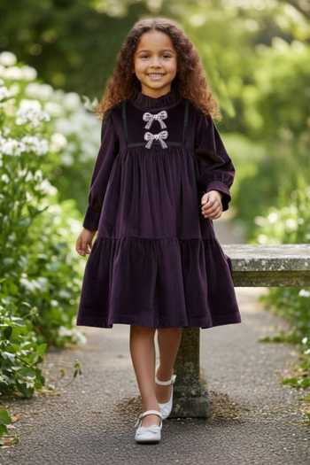 Shop Pooja Wang Purple Velvet Savile Bow Dress Online at Aza Fashions Shop_Pooja Wang_Purple Velvet Savile Bow Dress _Online_at_Aza_Fashions
