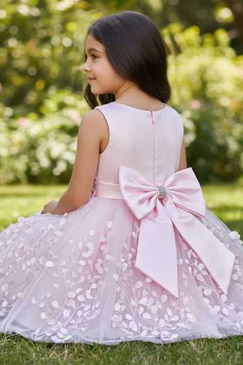 Pooja Wang Daniela Pink Leaf Embroidered Dress 