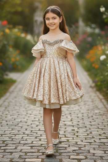 Pooja Wang Golden Belle Embellished Dress 