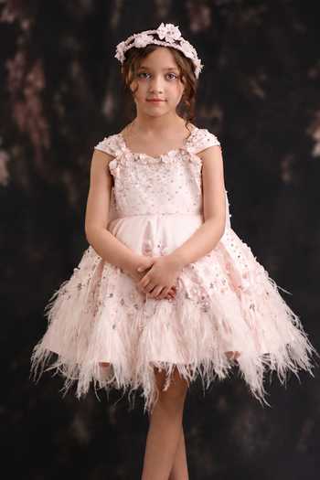 Pooja Wang Pink Satin Zane Feather Embellished Dress Online at Aza Fashions Pooja Wang_Pink Satin Zane Feather Embellished Dress _Online_at_Aza_Fashions
