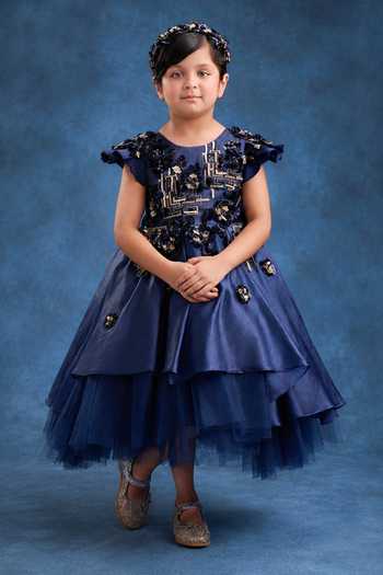 Pooja Wang Sapphire Embroidered Dress 