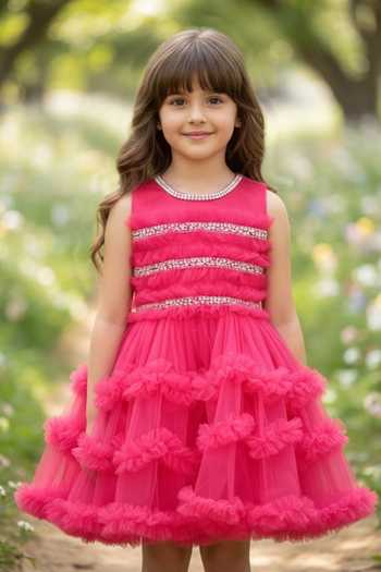 Pooja Wang Fuchsia Royale Ruffle Dress
