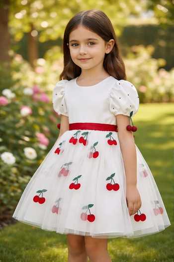 Pooja Wang White Satin, Net Cherry Blossom Print Dress Online at Aza Fashions Pooja Wang_White Satin, Net Cherry Blossom Print Dress _Online_at_Aza_Fashions