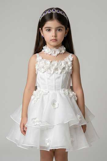 Pooja Wang White Organza Whisper Bloom Embroidered Dress Online at Aza Fashions Pooja Wang_White Organza Whisper Bloom Embroidered Dress _Online_at_Aza_Fashions
