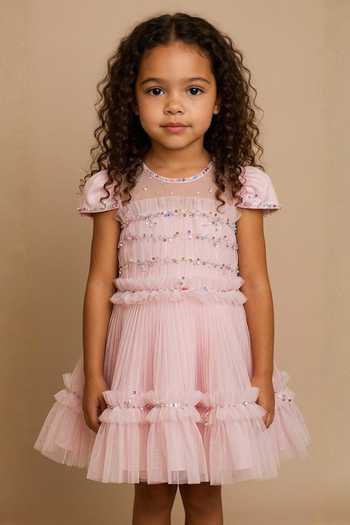 Pooja Wang Pink Net Crystal Belle Embroidered Dress Online at Aza Fashions Pooja Wang_Pink Net Crystal Belle Embroidered Dress _Online_at_Aza_Fashions