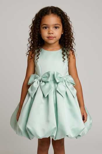 Pooja Wang Green Satin Pure Bubble Hem Dress Online at Aza Fashions Pooja Wang_Green Satin Pure Bubble Hem Dress _Online_at_Aza_Fashions