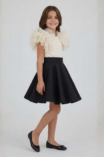 Pooja Wang Black Organza, Satin Monochrome Ruffle Colorblock Dress Online at Aza Fashions Pooja Wang_Black Organza, Satin Monochrome Ruffle Colorblock Dress _Online_at_Aza_Fashions