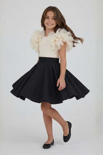 Buy Pooja Wang Black Organza, Satin Monochrome Ruffle Colorblock Dress Online at Aza Fashions Buy_Pooja Wang_Black Organza, Satin Monochrome Ruffle Colorblock Dress _Online_at_Aza_Fashions