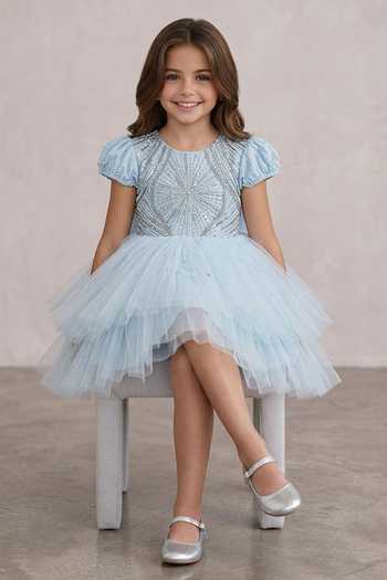 Buy Pooja Wang Sky Blue Net Celestial Spark Dress Online at Aza Fashions Buy_Pooja Wang_Sky Blue Net Celestial Spark Dress _Online_at_Aza_Fashions