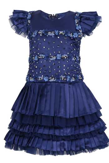 Pooja Wang Imperial Blue Satin Dress 