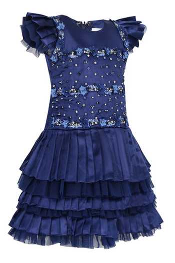 Pooja Wang Blue Satin Imperial Dress Online at Aza Fashions Pooja Wang_Blue Satin Imperial Dress _Online_at_Aza_Fashions
