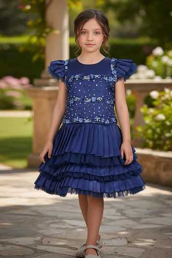 Pooja Wang Imperial Blue Satin Dress 