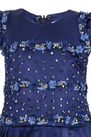 Buy Pooja Wang Blue Satin Imperial Dress Online at Aza Fashions Buy_Pooja Wang_Blue Satin Imperial Dress _Online_at_Aza_Fashions