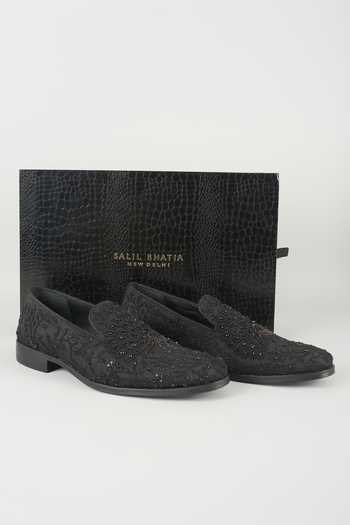 Salil Bhatia Raw Silk Peacock Hand Embroidered Loafers 