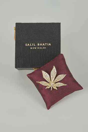 Shop Salil Bhatia Gold Maple Leaf Brooch at Aza Fashions Shop_Salil Bhatia_Gold Maple Leaf Brooch _at_Aza_Fashions