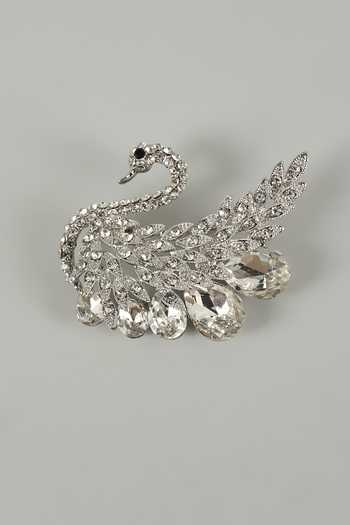Salil Bhatia Crystal Swan Embellished Brooch 