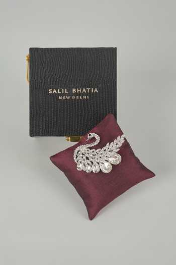 Salil Bhatia Crystal Swan Embellished Brooch 