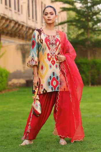 Swati Wadhwani Couture Ikat Pattern Kurta Salwar Set 