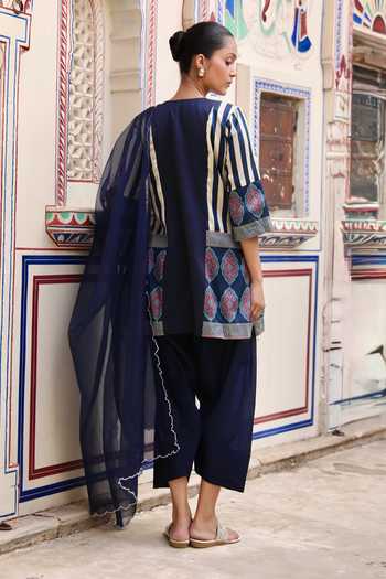 Swati Wadhwani Couture Ajrakh Dori Work Kurta Set 