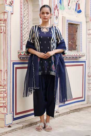 Swati Wadhwani Couture Ajrakh Pattern Kurta Set 