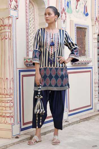 Swati Wadhwani Couture Ajrakh Print Kurta & Salwar Set 
