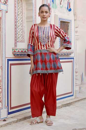Swati Wadhwani Couture Ajrakh Print Kurta & Salwar Set 