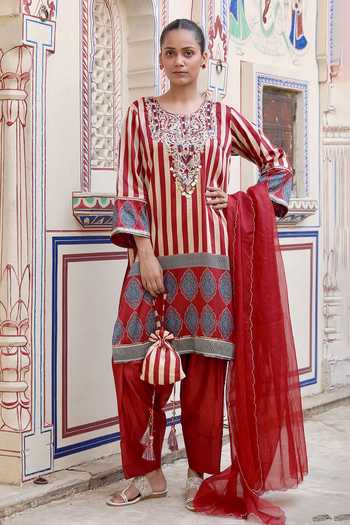 Swati Wadhwani Couture Ajrakh Print Kurta Set 
