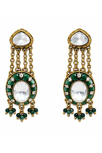 Shop Vivinia By Vidhi Mehra Green Emerald Kundan Layered Necklace Set Online at Aza Fashions Shop_Vivinia By Vidhi Mehra_Green Emerald Kundan Layered Necklace Set _Online_at_Aza_Fashions