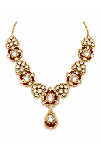 Vivinia By Vidhi Mehra Red Ruby Kundan Choker Necklace Set Online at Aza Fashions Vivinia By Vidhi Mehra_Red Ruby Kundan Choker Necklace Set _Online_at_Aza_Fashions