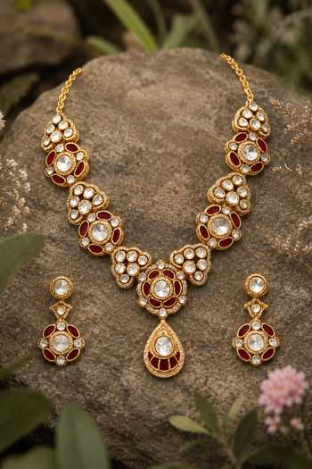 Vivinia By Vidhi Mehra Ruby Kundan Choker Necklace Set 