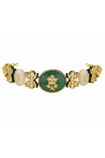Vivinia By Vidhi Mehra Green Emerald Floral Gemstone Choker Set Online at Aza Fashions Vivinia By Vidhi Mehra_Green Emerald Floral Gemstone Choker Set _Online_at_Aza_Fashions