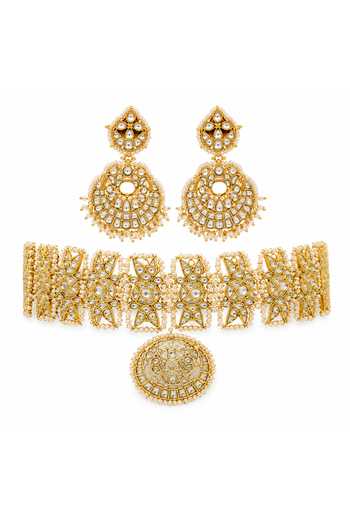Vivinia By Vidhi Mehra Kundan Pearl Embellished Choker Set 