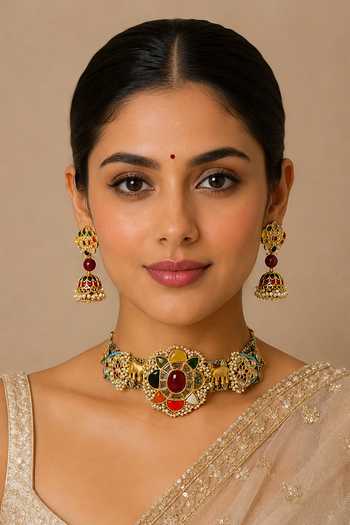 Vivinia By Vidhi Mehra Navratna Floral Choker Set 