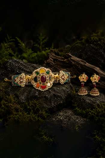 Vivinia By Vidhi Mehra Navratna Floral Choker Set 