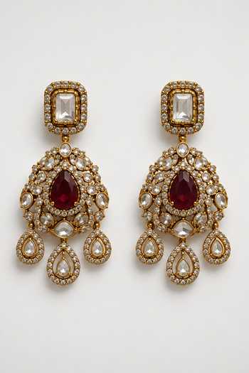 Buy_Vivinia By Vidhi Mehra_Gold Plated Ruby Polki Statement Choker Set _Online_at_Aza_Fashions