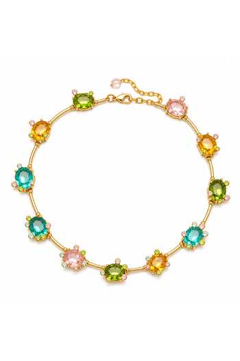 Vivinia By Vidhi Mehra Gold Plated Floral Faux Gemstone Necklace Set Online at Aza Fashions Vivinia By Vidhi Mehra_Gold Plated Floral Faux Gemstone Necklace Set _Online_at_Aza_Fashions
