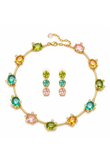 Buy Vivinia By Vidhi Mehra Gold Plated Floral Faux Gemstone Necklace Set Online at Aza Fashions Buy_Vivinia By Vidhi Mehra_Gold Plated Floral Faux Gemstone Necklace Set _Online_at_Aza_Fashions