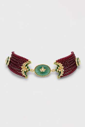 Vivinia By Vidhi Mehra Red Emerald Beaded Choker Set Online at Aza Fashions Vivinia By Vidhi Mehra_Red Emerald Beaded Choker Set _Online_at_Aza_Fashions