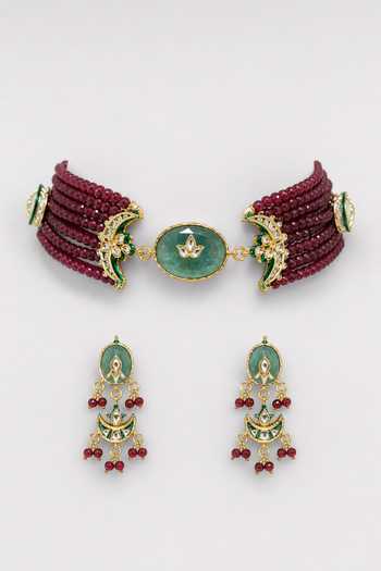 Buy Vivinia By Vidhi Mehra Red Emerald Beaded Choker Set Online at Aza Fashions Buy_Vivinia By Vidhi Mehra_Red Emerald Beaded Choker Set _Online_at_Aza_Fashions